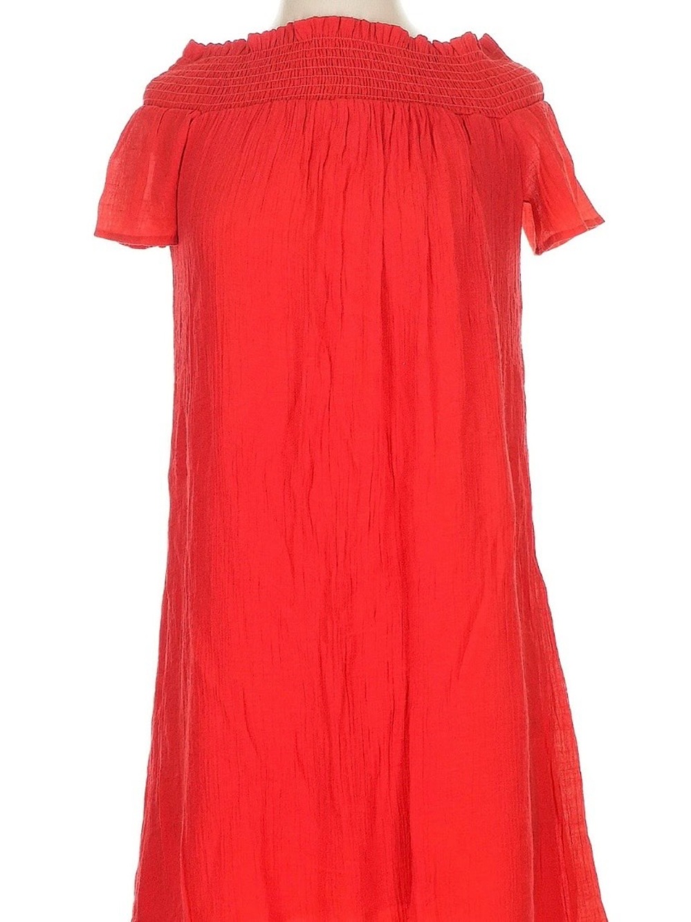 Amadi Anthropologie Bright Red Off-Shoulder Shift Dress - Picture 5 of 8